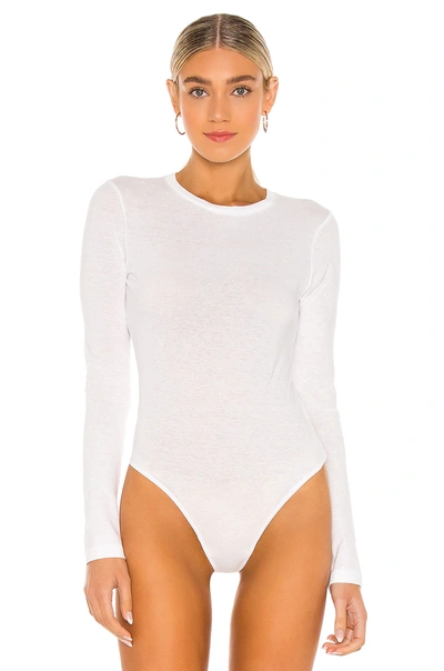 Shop Re/done X Hanes Long Sleeve Bodysuit In Optic White