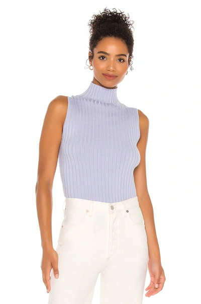 Shop 525 America Mock Neck Tank In Ice Blue