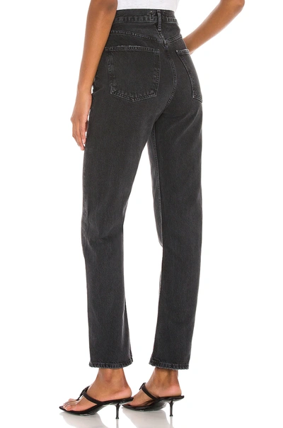 Agolde 90s Pinch Waist Long Rigid High-rise Straight-leg Jeans In Black Tea