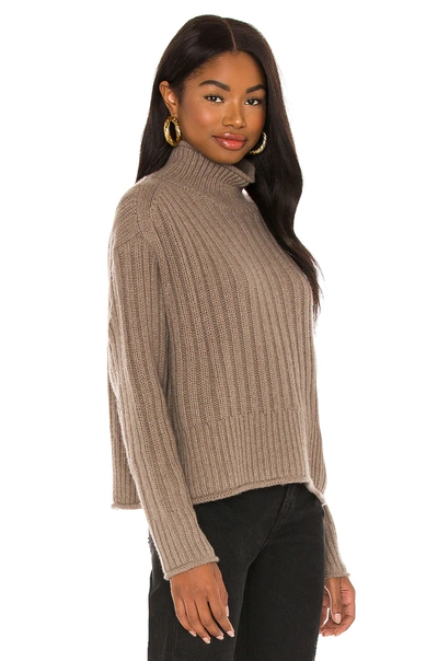 Shop Autumn Cashmere Ribbed Mock Neck Sweater In Bark
