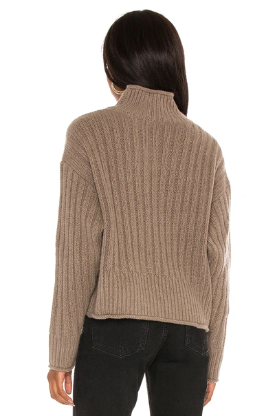 Shop Autumn Cashmere Ribbed Mock Neck Sweater In Bark