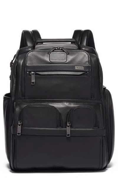 Shop Tumi Alpha 3 Compact Laptop Leather Brief Pack In Black