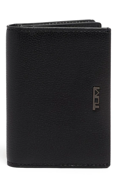 Shop Tumi Gusseted Leather Card Case In Black Texture