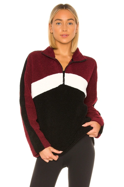 Shop Alala Chalet Sherpa Quarter Zip Sweatshirt In Bordeaux