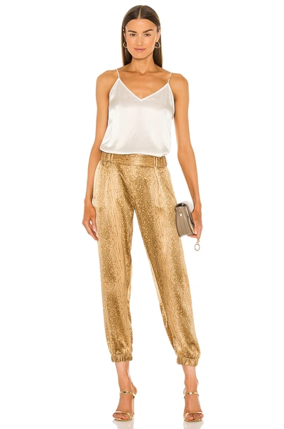 Shop Atm Anthony Thomas Melillo Silk Charmeuse Cracked Paint Print Pull On Pant In Balsa