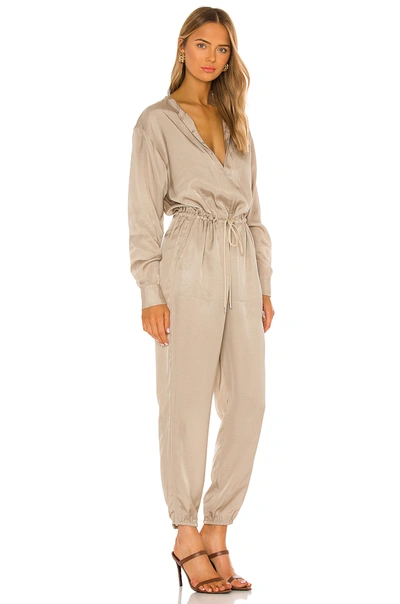 Shop Atm Anthony Thomas Melillo Micro Twill Jogger Jumpsuit In Willow Bark