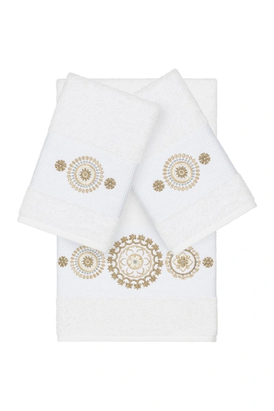 Linum Home Isabell 3-piece Embellished Towel Set In White