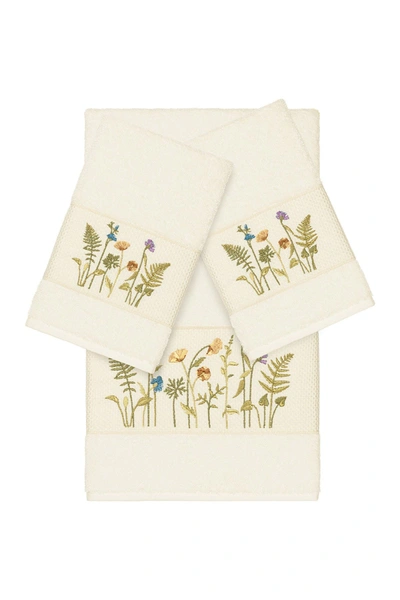 Linum Home Serenity 3-piece Embellished Towel Set In Cream