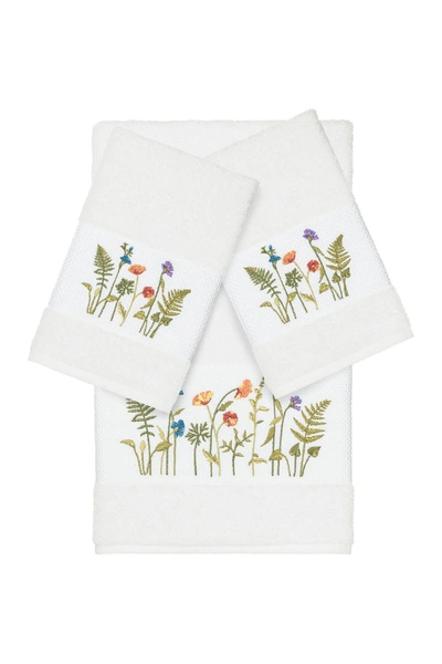 Shop Linum Home Serenity 3-piece Embellished Towel Set In White