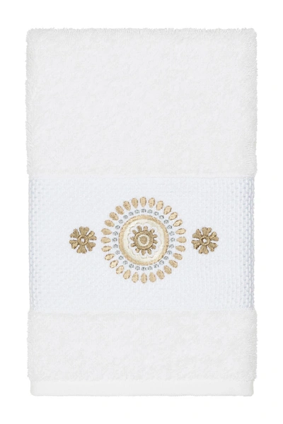 Linum Home Isabell Embellished Hand Towel In White