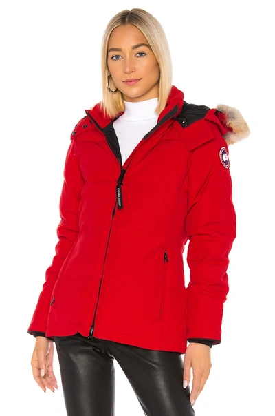 Shop Canada Goose Chelsea Parka With Removable Fur Ruff In Red