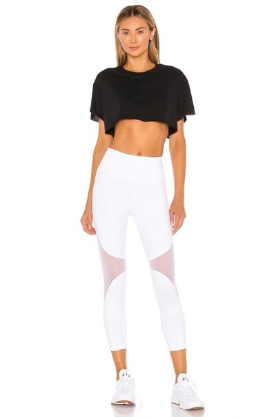 Shop Alo Yoga Cropped Short Sleeve Top In Black