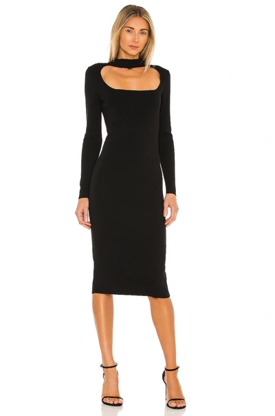 Shop 525 Cut Out Mock Neck Dress In Black