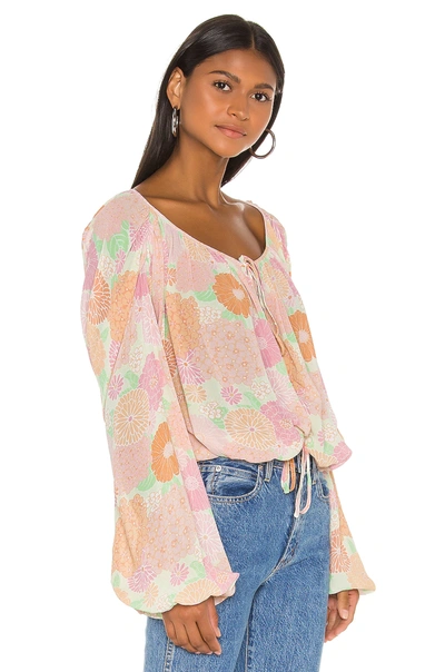 Shop L'academie The Alayna Top In Peach Floral