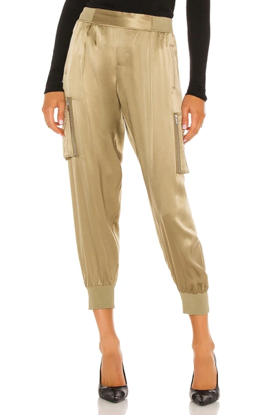 Shop Atm Anthony Thomas Melillo Silk Cargo Pull On Pants In Soft Army