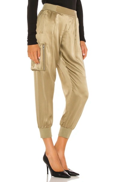 Shop Atm Anthony Thomas Melillo Silk Cargo Pull On Pants In Soft Army