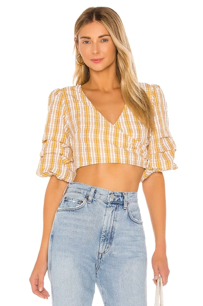 Shop Majorelle Gabby Top In Yellow Plaid