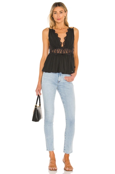 Shop Free People Odessa Lace Tank In Washed Black