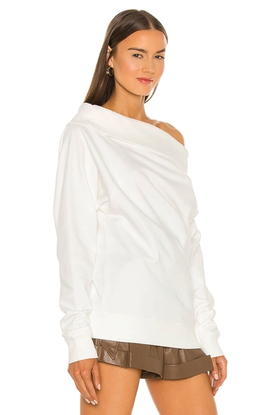 Shop Marissa Webb So Relaxed Off The Shoulder Plush Sweatshirt In White