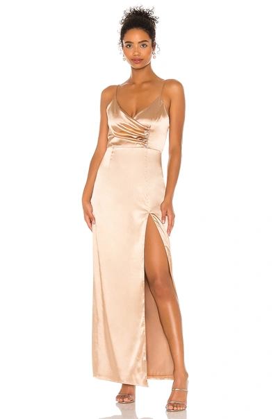 Shop Superdown Adrena Slit Maxi Dress In Bronze
