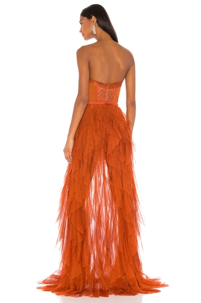 Shop For Love & Lemons X Revolve Bustier Gown In Rust