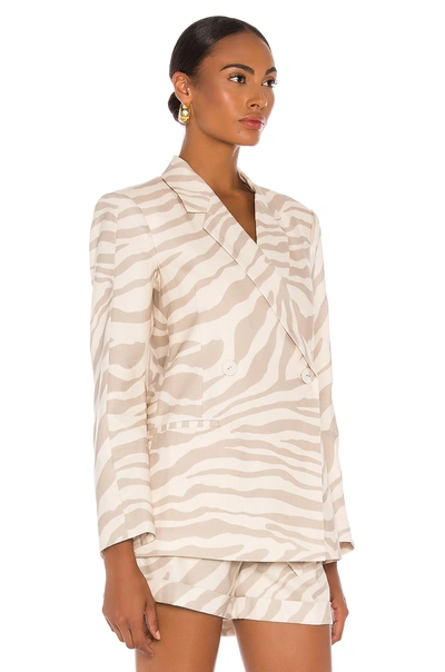 Shop Anine Bing Kaia Blazer In Sand Zebra