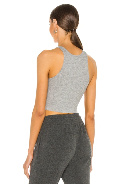 Shop Free People High Neck Ribbed Crop Top In Heather Grey