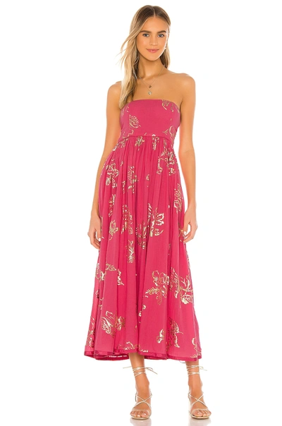 Shop Free People Baja Babe Midi Dress In Hot Pink Combo