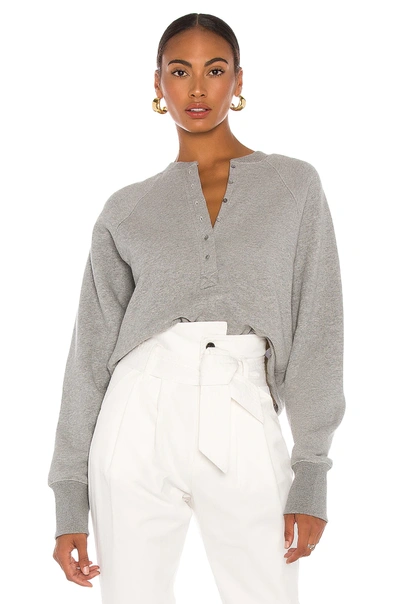 Marissa Webb So Uptight Plunge Henley Sweatshirt In Heather Grey | ModeSens