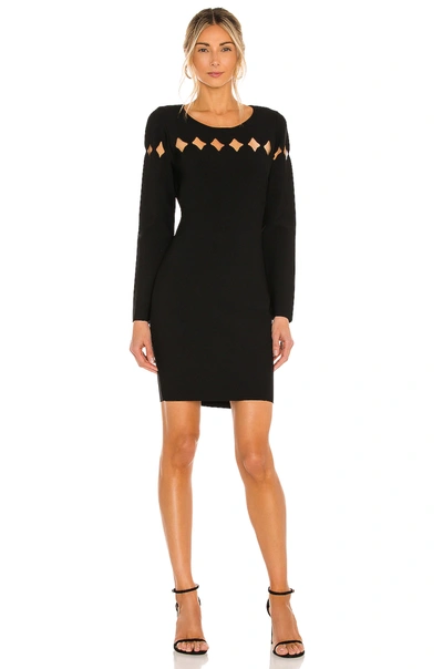 Shop Milly Scallop Cut Out Fitted Dress In Black