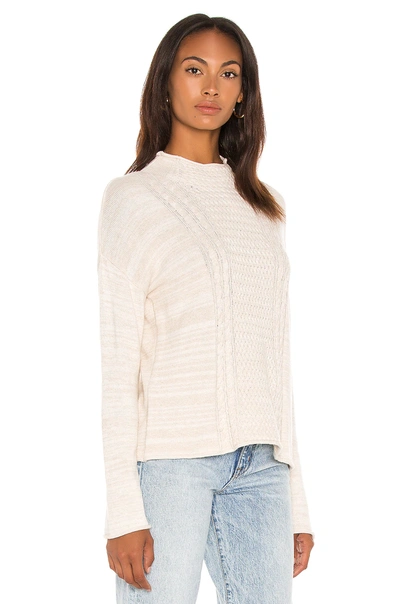Shop Swtr Funnel Neck Cable Sweater In Ecru Combo