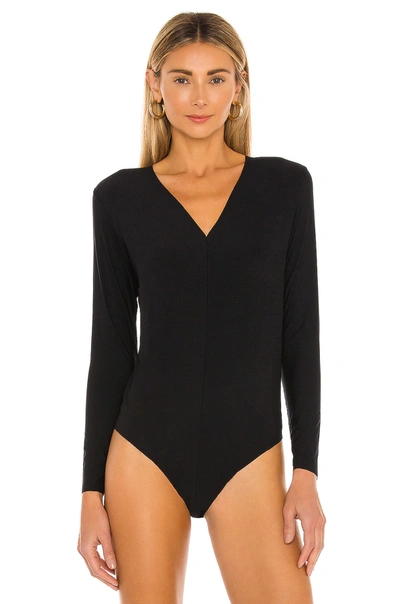 Shop Commando Butter Longsleeve V Neck Bodysuit In Black