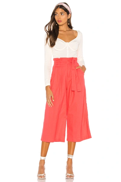 Shop Lpa Wide Leg Paperbag Pant In Coral