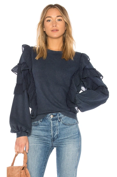 Shop Tularosa Cat Ruffle Sweater In Deep Navy