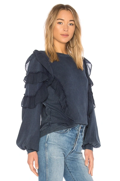 Shop Tularosa Cat Ruffle Sweater In Deep Navy