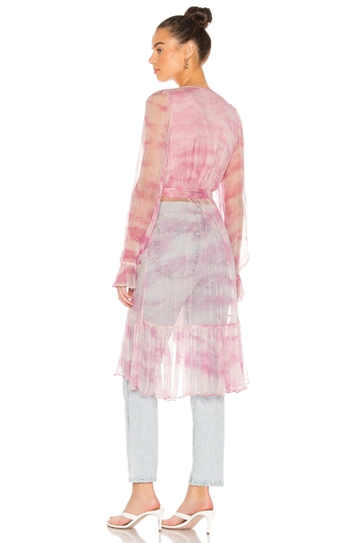 Shop Lpa Ruffle Duster With Peasant Sleeve In Rose Tie Dye