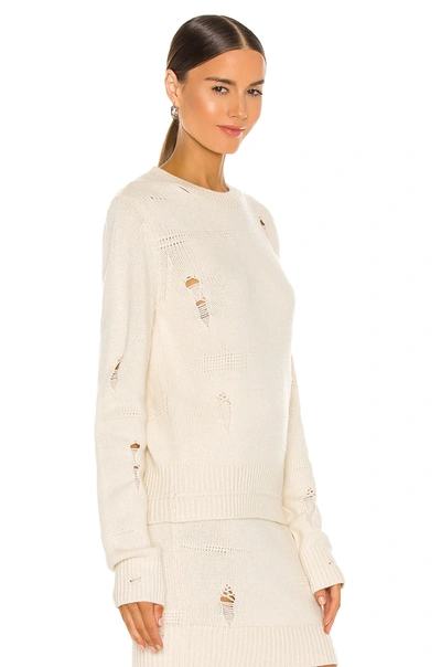 Shop Helmut Lang Distressed Crew Sweater In Powdered Ecru