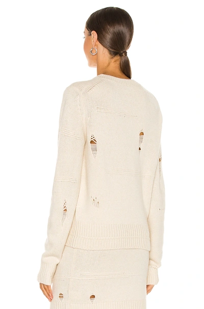 Shop Helmut Lang Distressed Crew Sweater In Powdered Ecru