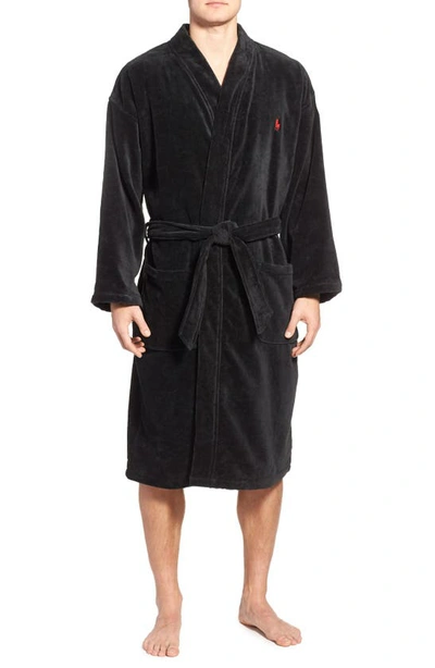 Polo Ralph Lauren Polar Fleece Plush Robe In Black