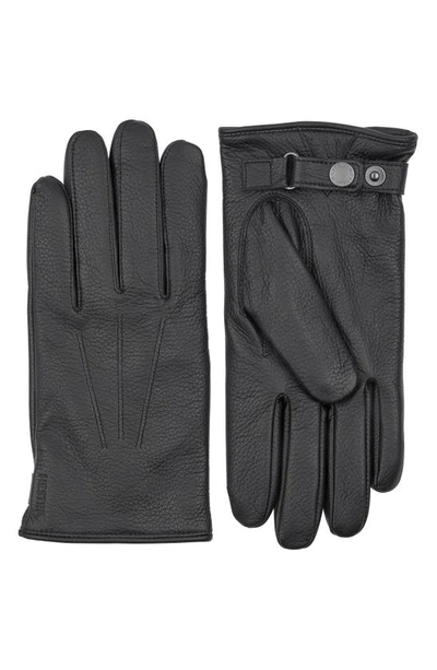 Shop Hestra Eldner Elk Leather Gloves In Black