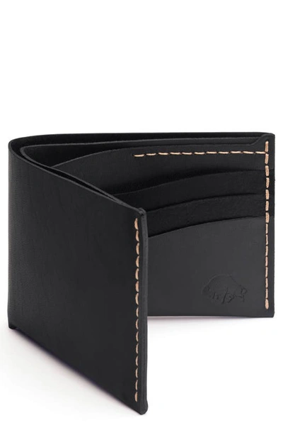 Shop Ezra Arthur No. 8 Leather Wallet In Jet Top Stitch