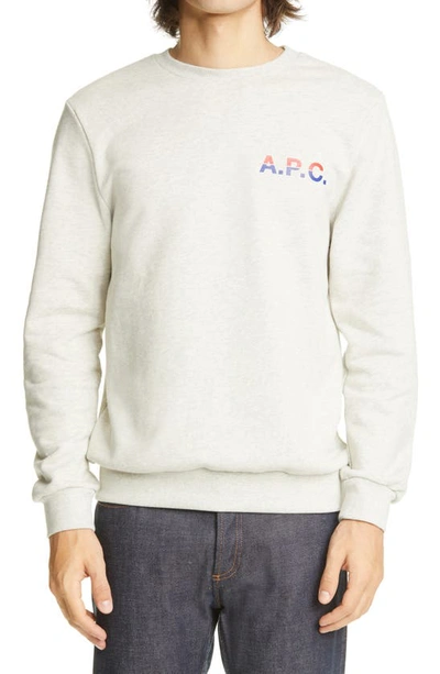 Shop A.p.c. Michel Logo Crewneck Sweatshirt In Paa Ecru Chine