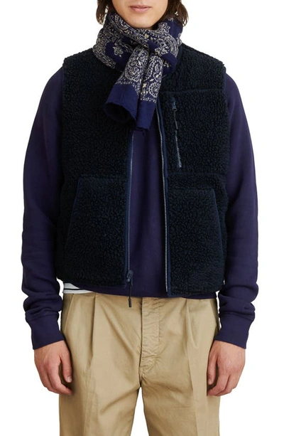 Shop Alex Mill Reversible Fleece Vest In Dark Navy/ Dark Navy