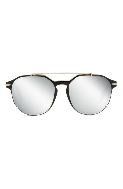 Shop Dior Blacksuit 56mm Round Sunglasses In Havana/other / Smoke Mirror