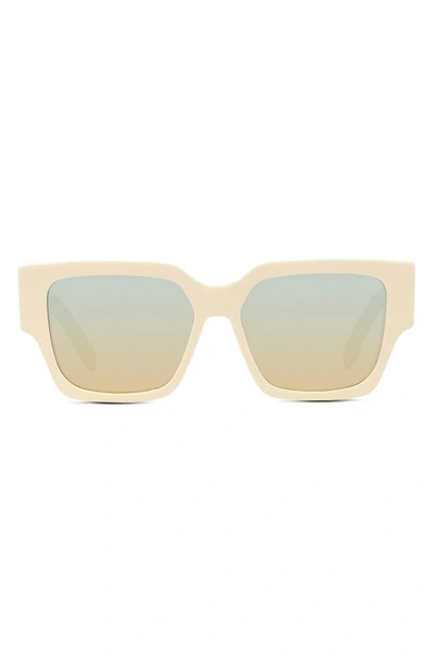 Shop Dior Cd Su 55mm Gradient Mirrored Square Sunglasses In Ivory / Blu Mirror