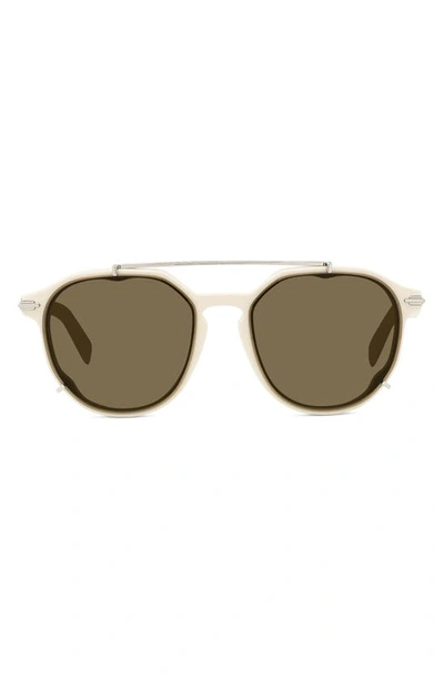 Shop Dior Blacksuit 56mm Round Sunglasses In Ivory / Roviex