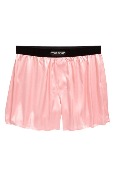 Shop Tom Ford Stretch Silk Boxers In Pale Pink