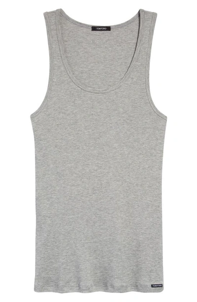 Shop Tom Ford Ribbed Muscle Tank In Grey