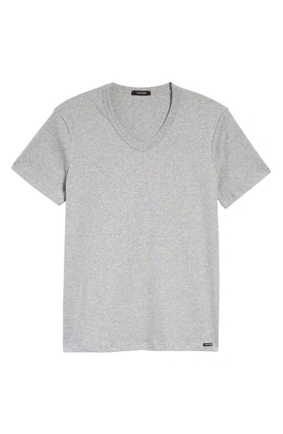 Shop Tom Ford Cotton Jersey V-neck T-shirt In Grey