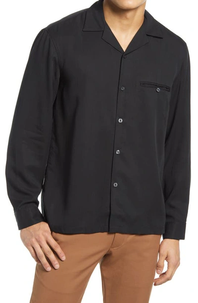 Shop Club Monaco Tencel Lyocell Button-up Shirt In Caviar